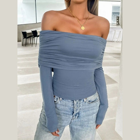 'Yarrow' Off Shoulder Ruched Crop Top - Celes Fashion